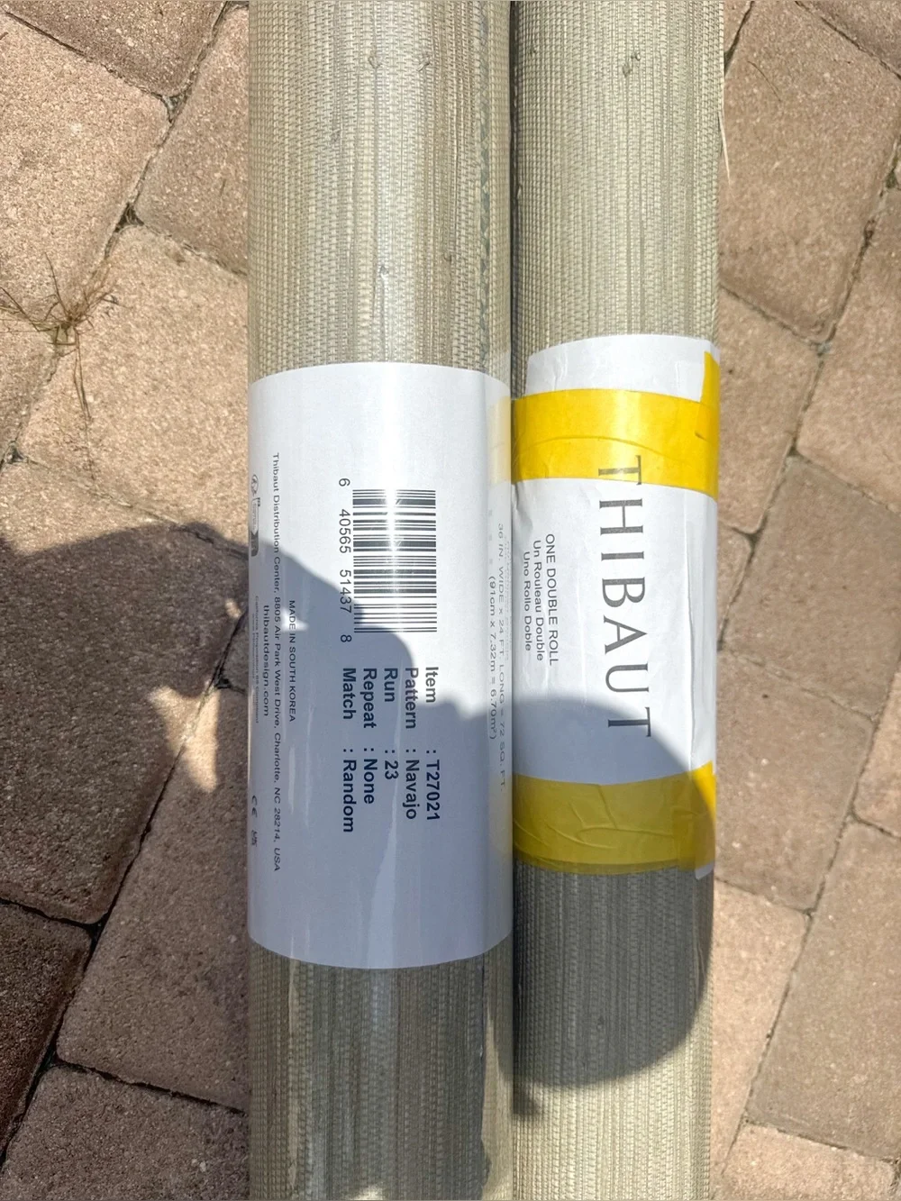 NWT THIBAUT Raffia Wallpaper T27021 Navajo Natural Grey 1 Double Roll PLUS